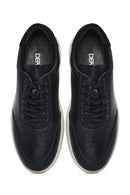 Erkek Lacivert Bağcıklı Deri Casual Sneaker | Derimod Erkek Lacivert Bağcıklı Deri Casual Sneaker | Derimod