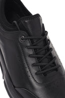 Erkek Siyah Bağcıklı Deri Sneaker | Derimod Erkek Siyah Bağcıklı Deri Sneaker | Derimod