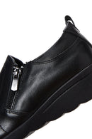 Women's Black Leather Wedge Heeled Comfort Shoes | Derimod Women's Black Leather Wedge Heeled Comfort Shoes | Derimod