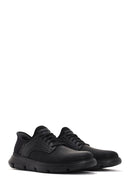 Skechers Men's Black Gervin Leather Sneakers | Derimod Skechers Men's Black Gervin Leather Sneakers | Derimod