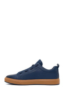 Male Navy Lace-up Leather Sneaker | Derimod Male Navy Lace-up Leather Sneaker | Derimod