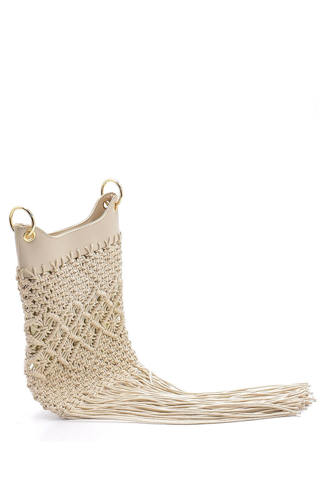 Kadın Örgü Püskül Detaylı Çanta