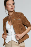 Kylie Kadın Camel Süet Deri Ceket | Derimod Kylie Kadın Camel Süet Deri Ceket | Derimod