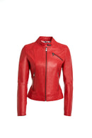 Kylie Kadın Kırmızı Deri Ceket | Derimod Kylie Kadın Kırmızı Deri Ceket | Derimod