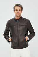 Alanzo Men's Mink Leather Jacket | Derimod Alanzo Men's Mink Leather Jacket | Derimod
