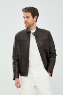 Alanzo Men's Mink Leather Jacket | Derimod Alanzo Men's Mink Leather Jacket | Derimod