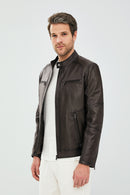 Alanzo Men's Mink Leather Jacket | Derimod Alanzo Men's Mink Leather Jacket | Derimod