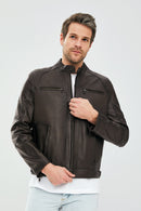 Alanzo Men's Mink Leather Jacket | Derimod Alanzo Men's Mink Leather Jacket | Derimod