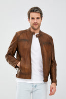 Alanzo Erkek Camel Deri Ceket | Derimod Alanzo Erkek Camel Deri Ceket | Derimod