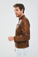 Alanzo Erkek Camel Deri Ceket | Derimod Alanzo Erkek Camel Deri Ceket | Derimod