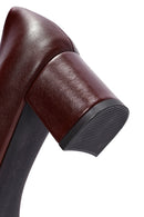 Derimod Gritti Women's Burgundy Thick Heeled Leather Shoes | Derimod Derimod Gritti Women's Burgundy Thick Heeled Leather Shoes | Derimod