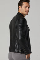 Bosh - X Men's Black Slim-Fit Leather Jacket | Derimod Bosh - X Men's Black Slim-Fit Leather Jacket | Derimod