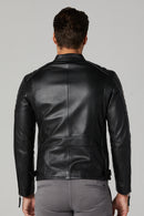 Bosh - X Men's Black Slim-Fit Leather Jacket | Derimod Bosh - X Men's Black Slim-Fit Leather Jacket | Derimod
