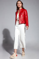 Sara Kadın Kırmızı Kısa Deri Ceket | Derimod Sara Kadın Kırmızı Kısa Deri Ceket | Derimod