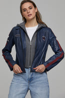 Takeoff Kadın Mavi Deri Ceket | Derimod Takeoff Kadın Mavi Deri Ceket | Derimod