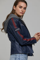 Takeoff Kadın Mavi Deri Ceket | Derimod Takeoff Kadın Mavi Deri Ceket | Derimod