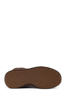 Woman Brown Zip Closure Thick-Soled Charmed Fabric Combat Boots | Derimod Woman Brown Zip Closure Thick-Soled Charmed Fabric Combat Boots | Derimod