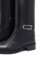 Woman Black Zippered Leather Boot | Derimod Woman Black Zippered Leather Boot | Derimod