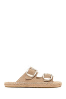 Women's Beige Buckled Suede Leather Espadrille Slippers | Derimod Women's Beige Buckled Suede Leather Espadrille Slippers | Derimod