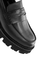 Kadın Siyah Taş Detaylı Deri Maskülen Loafer | Derimod Kadın Siyah Taş Detaylı Deri Maskülen Loafer | Derimod