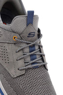 Skechers Men's Grey Slade Lace-Up Thick Sole Fabric Sneakers | Derimod Skechers Men's Grey Slade Lace-Up Thick Sole Fabric Sneakers | Derimod