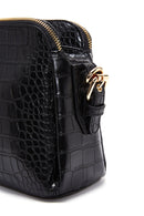 Women's Black Long Strap Crocodile Patterned Crossbody Bag | Derimod Women's Black Long Strap Crocodile Patterned Crossbody Bag | Derimod