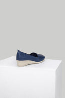 Dolgu Topuklu Mavi Kadın Deri Ayakkabı | Derimod Dolgu Topuklu Mavi Kadın Deri Ayakkabı | Derimod