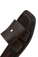 Women's Brown Leather Slippers | Derimod Women's Brown Leather Slippers | Derimod