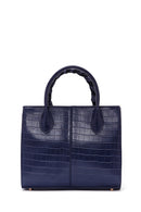 Women's Navy Blue Long Strap Crocodile Patterned Handbag with Accessory Detail | Derimod Women's Navy Blue Long Strap Crocodile Patterned Handbag with Accessory Detail | Derimod