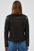 Firenze Women's Black Short Leather Jacket | Derimod Firenze Women's Black Short Leather Jacket | Derimod