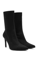 Woman Black Stretch Stiletto Heel Boots | Derimod Woman Black Stretch Stiletto Heel Boots | Derimod