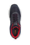 Geox Men's Navy Blue Terrestre Abx Lace-Up Leather Casual Sneaker | Derimod Geox Men's Navy Blue Terrestre Abx Lace-Up Leather Casual Sneaker | Derimod