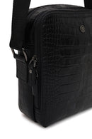 Erkek Siyah Kroko Deri Postacı Çantası | Derimod Erkek Siyah Kroko Deri Postacı Çantası | Derimod