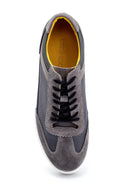 Men's Suede Detailed Leather Sneaker | Derimod Men's Suede Detailed Leather Sneaker | Derimod