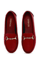 Kadın Kırmızı Toka Detaylı Loafer | Derimod Kadın Kırmızı Toka Detaylı Loafer | Derimod