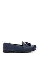 Women's Navy Blue Tassel Detailed Loafer | Derimod Women's Navy Blue Tassel Detailed Loafer | Derimod