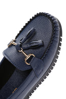 Women's Navy Blue Tassel Detailed Loafer | Derimod Women's Navy Blue Tassel Detailed Loafer | Derimod