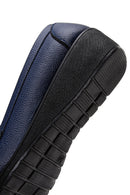 Women's Navy Blue Wedge Heeled Loafer | Derimod Women's Navy Blue Wedge Heeled Loafer | Derimod
