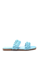 Women's Blue Braided Slippers | Derimod Women's Blue Braided Slippers | Derimod