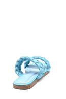 Women's Blue Braided Slippers | Derimod Women's Blue Braided Slippers | Derimod