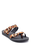 Women's Leopard Patterned Casual Slippers | Derimod Women's Leopard Patterned Casual Slippers | Derimod