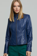 Venice Kadın Mavi Deri Ceket | Derimod Venice Kadın Mavi Deri Ceket | Derimod