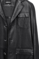 Kevin Men's Black Blazer Leather Jacket | Derimod Kevin Men's Black Blazer Leather Jacket | Derimod
