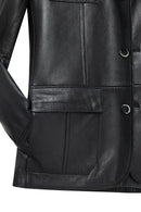 Kevin Men's Black Blazer Leather Jacket | Derimod Kevin Men's Black Blazer Leather Jacket | Derimod