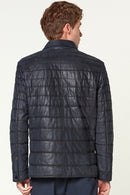 Locatelli Erkek Lacivert Nubuk Şişme Deri Ceket | Derimod Locatelli Erkek Lacivert Nubuk Şişme Deri Ceket | Derimod