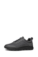 Geox Men's Grey Spherica Lace-Up Leather Sneakers | Derimod Geox Men's Grey Spherica Lace-Up Leather Sneakers | Derimod