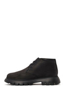 Male Black Lace-up Nubuck Leather Casual Boots | Derimod Male Black Lace-up Nubuck Leather Casual Boots | Derimod