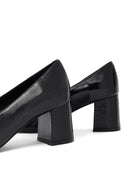 Woman Black Thick-heeled Leather Shoes | Derimod Woman Black Thick-heeled Leather Shoes | Derimod