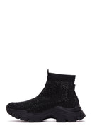 Women's Black Stone High Top Sneaker | Derimod Women's Black Stone High Top Sneaker | Derimod
