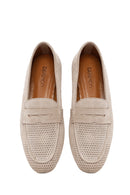 Women's Beige Mesh Suede Leather Loafer | Derimod Women's Beige Mesh Suede Leather Loafer | Derimod